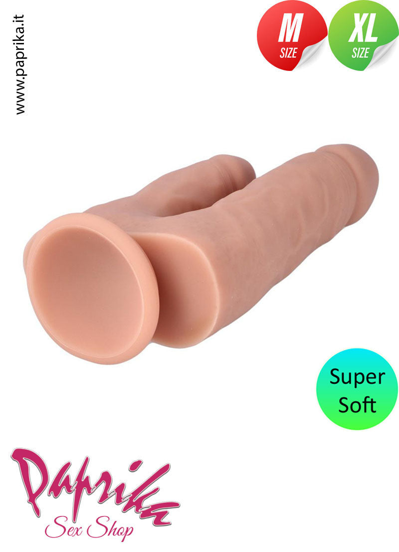 Fallo Dildo Doppio Non Vibrante 13/16 cm Ø 35/55 Flessibile Ventosa