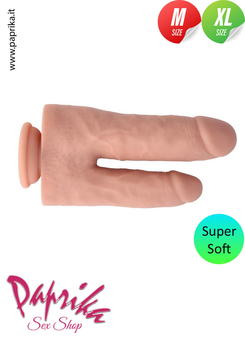 Fallo Dildo Doppio Non Vibrante 13/16 cm Ø 35/55 Flessibile Ventosa