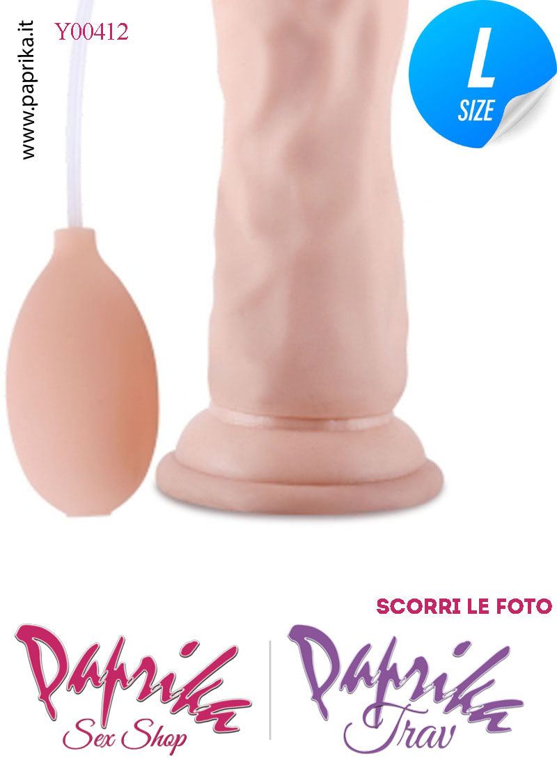 Dildo Testicoli TPE Non Vibrante Eiaculazione Squirting 19 cm Ø 44 Unisex Ventosa