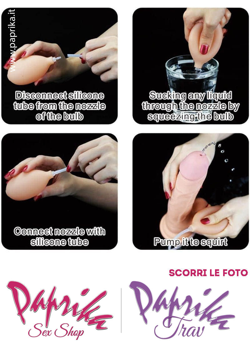 Fallo Testicoli TPE Non Vibrante Eiaculazione Squirting 20 cm Ø 44 Unisex Ventosa