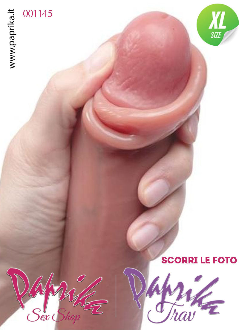 Dildo ExtraLarge XL Silicone Pelle Mobile 21 cm Ø 47 Non Vibrante Ventosa