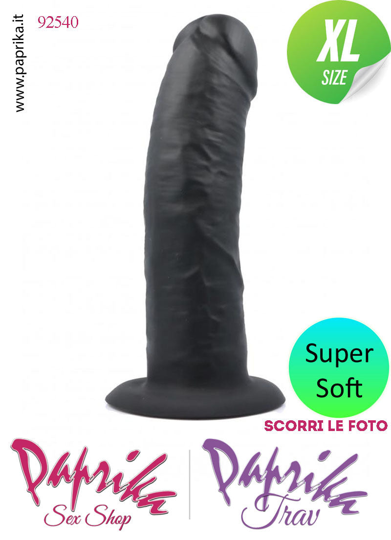 Strap-On Dildo Nero ExtraLarge Non Vibrante Unisex 20 cm Ø 48 Silicone Realistico