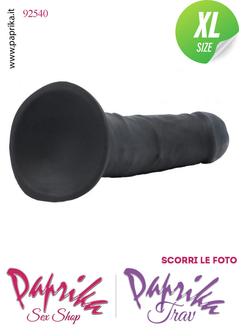 Strap-On Dildo Nero ExtraLarge Non Vibrante Unisex 20 cm Ø 48 Silicone Realistico