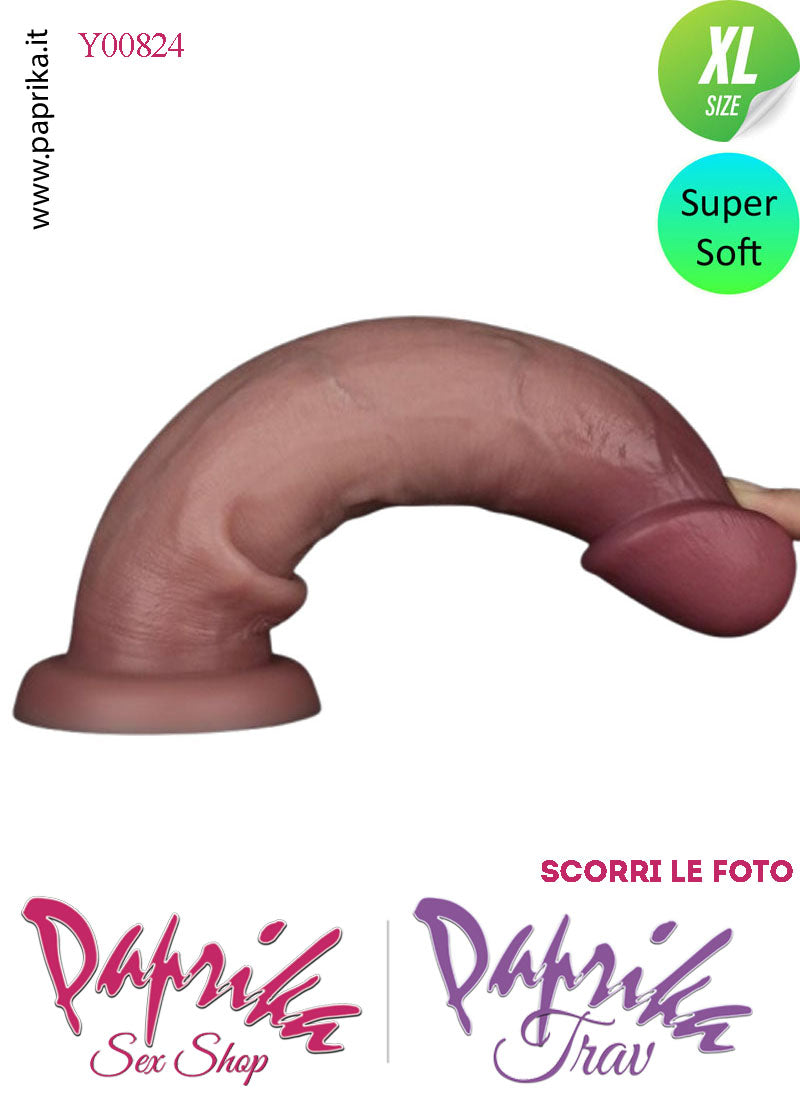 Dildo Non Vibrante Mulatto XL Pelle Mobile Silicone 21 cm Ø 46 Ventosa