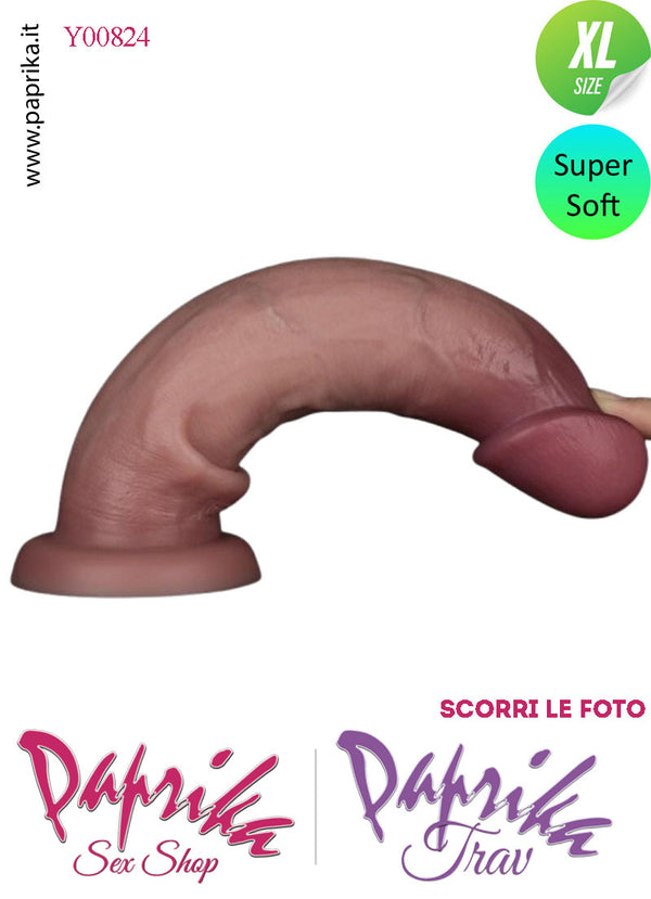 Dildo Non Vibrante Mulatto XL Pelle Mobile Silicone 21 cm Ø 46 Ventosa