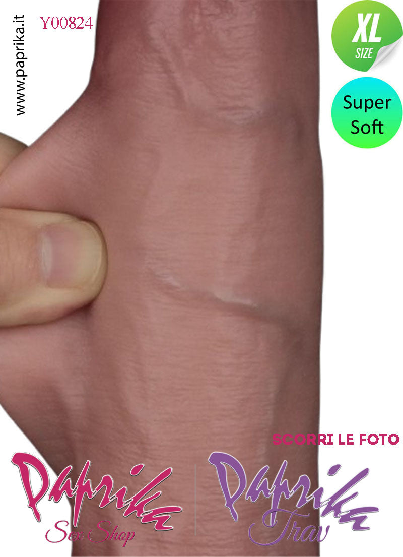 Dildo Non Vibrante Mulatto XL Pelle Mobile Silicone 21 cm Ø 46 Ventosa