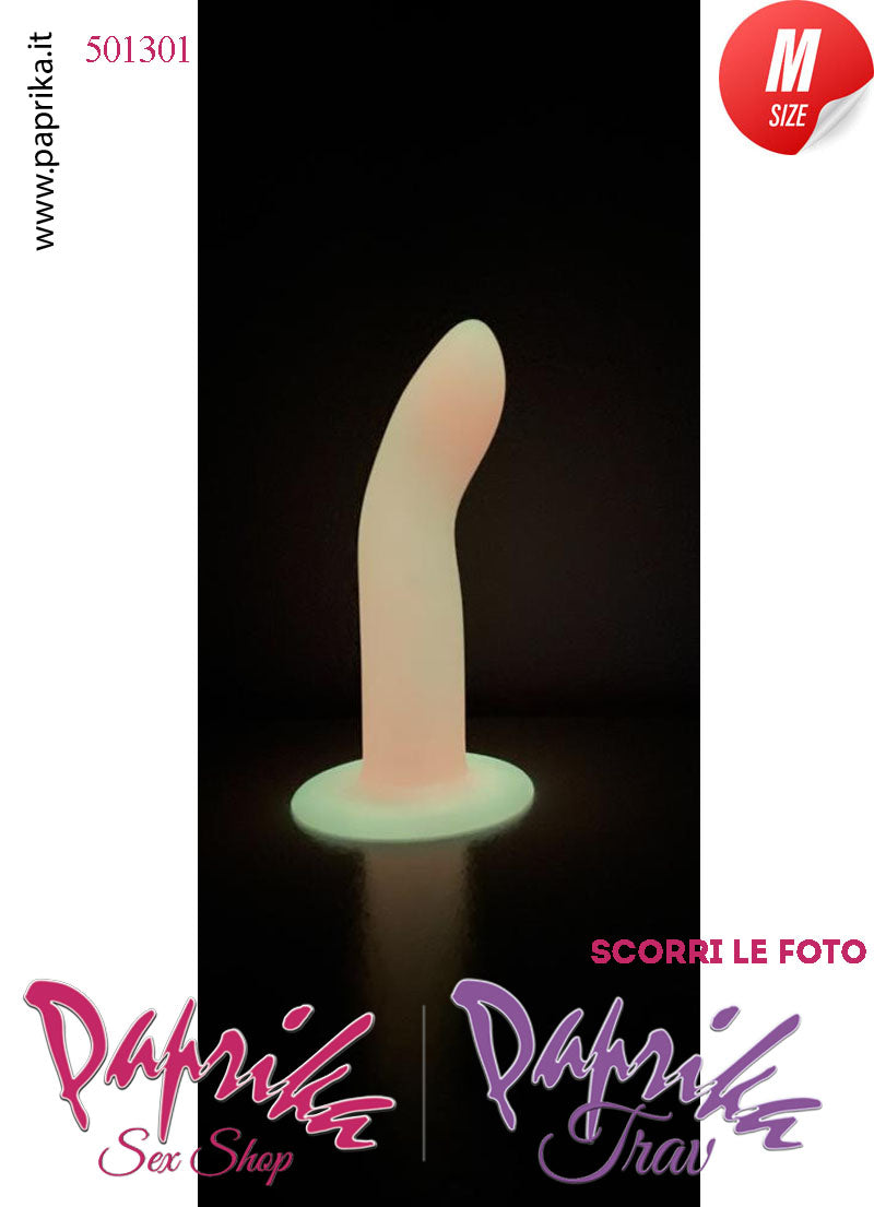 Dildo Medium Silicone Fosforescente 15 cm Ø 35 Non Vibrante Ventosa Anima Interna