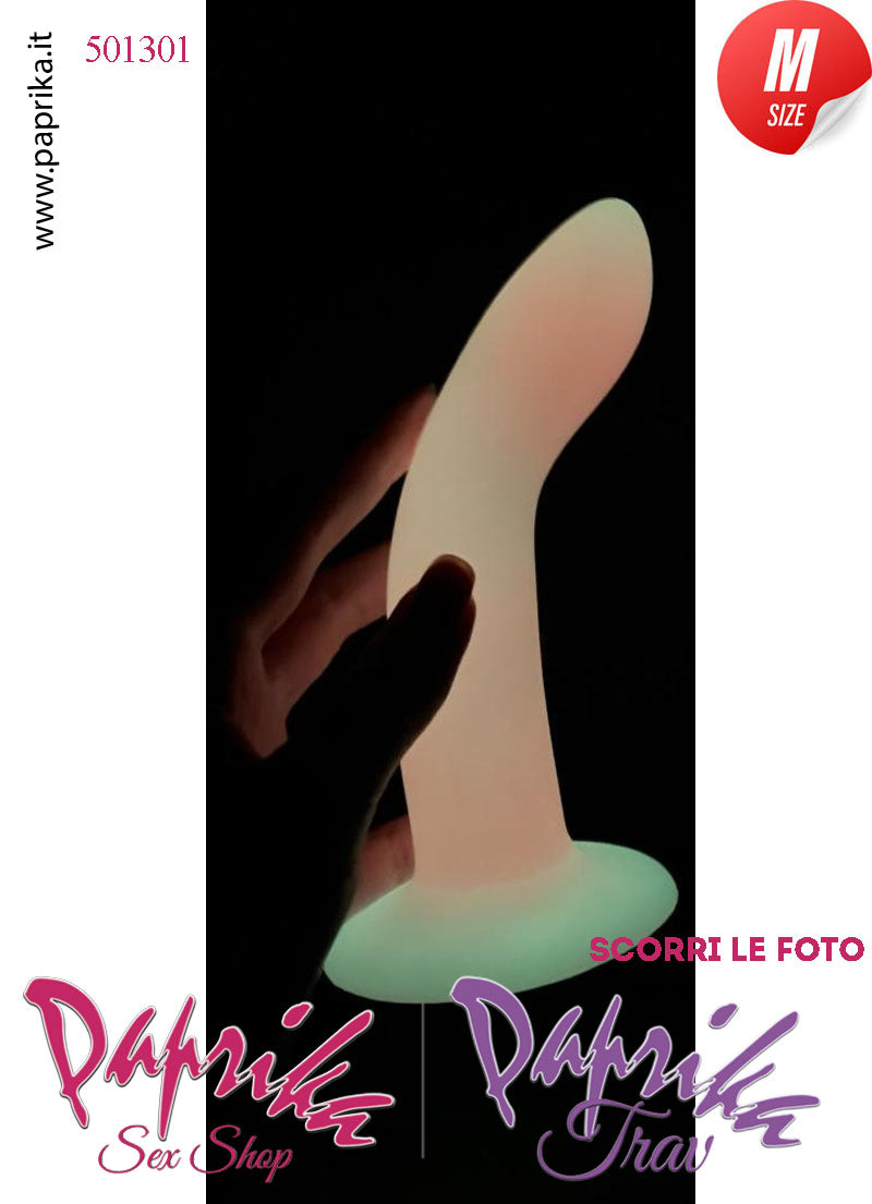 Dildo Medium Silicone Fosforescente 15 cm Ø 35 Non Vibrante Ventosa Anima Interna
