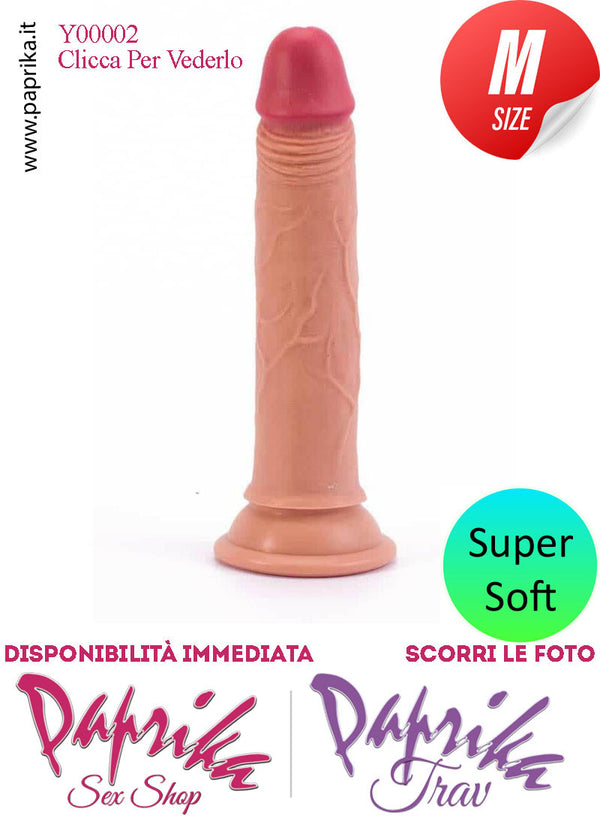 Dildo Unisex Medium Silicone Flessibile 16 cm Ø 34 Ventosa Non Vibrante