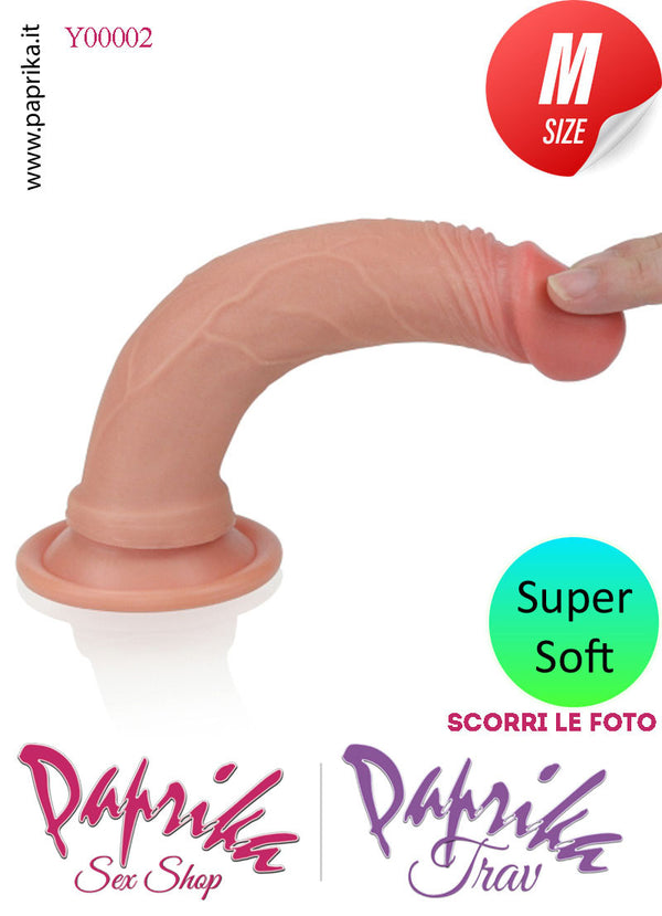 Dildo Unisex Medium Silicone Flessibile 16 cm Ø 34 Ventosa Non Vibrante