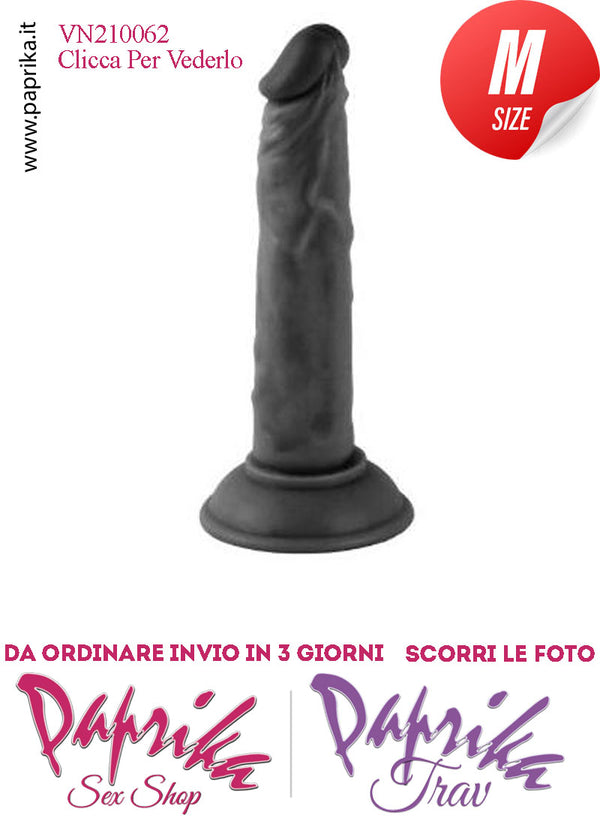 Dildo Nero Ventosa Unisex Medium Pvc Venature 16.5 cm Ø 35 Non Vibrante