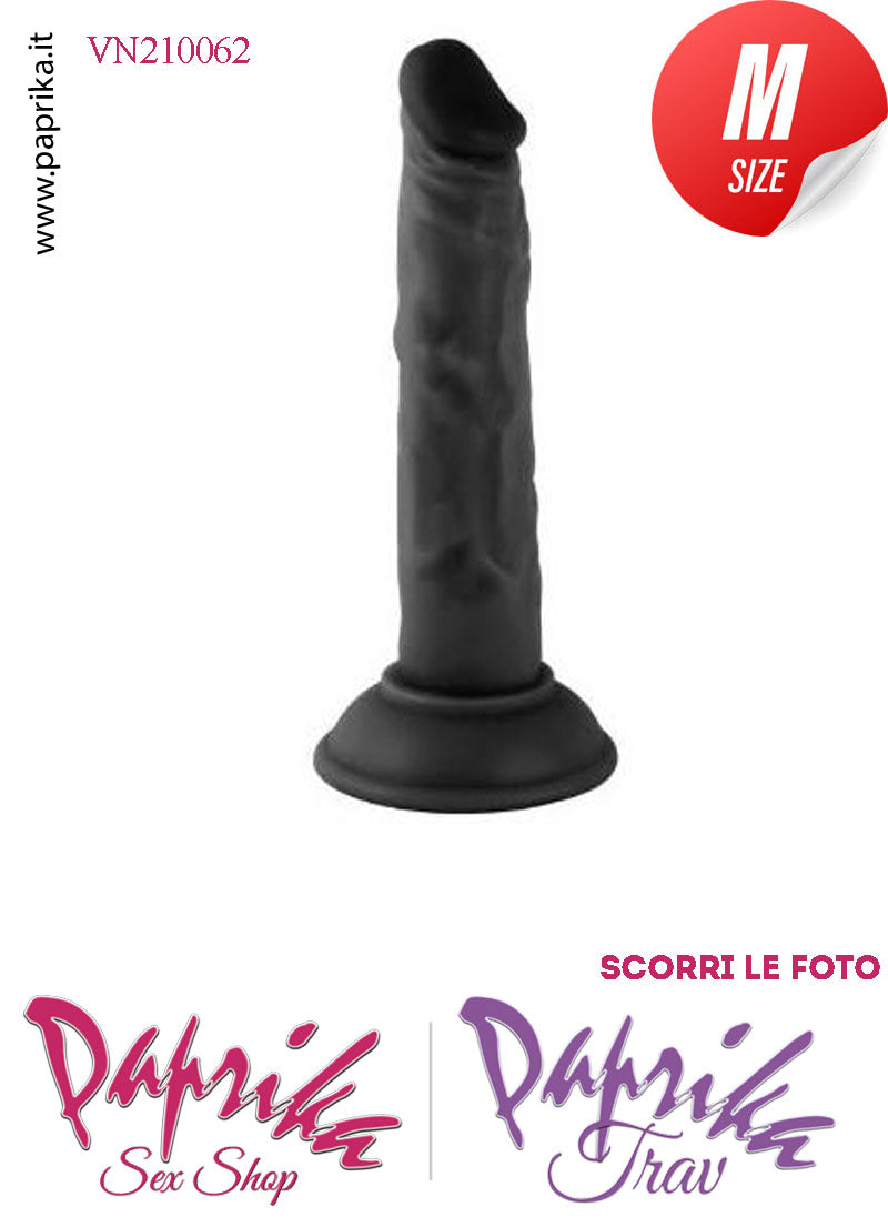 Strap-On Fallo Medium Nero Non Vibrante 16.5 cm Ø 35 Mutanda 2 Anelli Acciaio + 2 Gomma