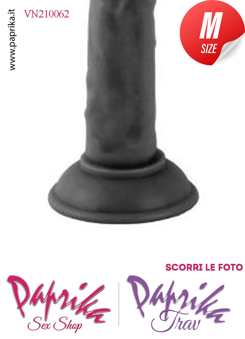 Strap-On Fallo Medium Nero Non Vibrante 16.5 cm Ø 35 Mutanda 2 Anelli Acciaio + 2 Gomma