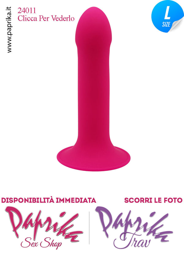 Dildo Silicone Flessibile Fucsia Liscio Unisex Ventosa 16 cm Ø 40