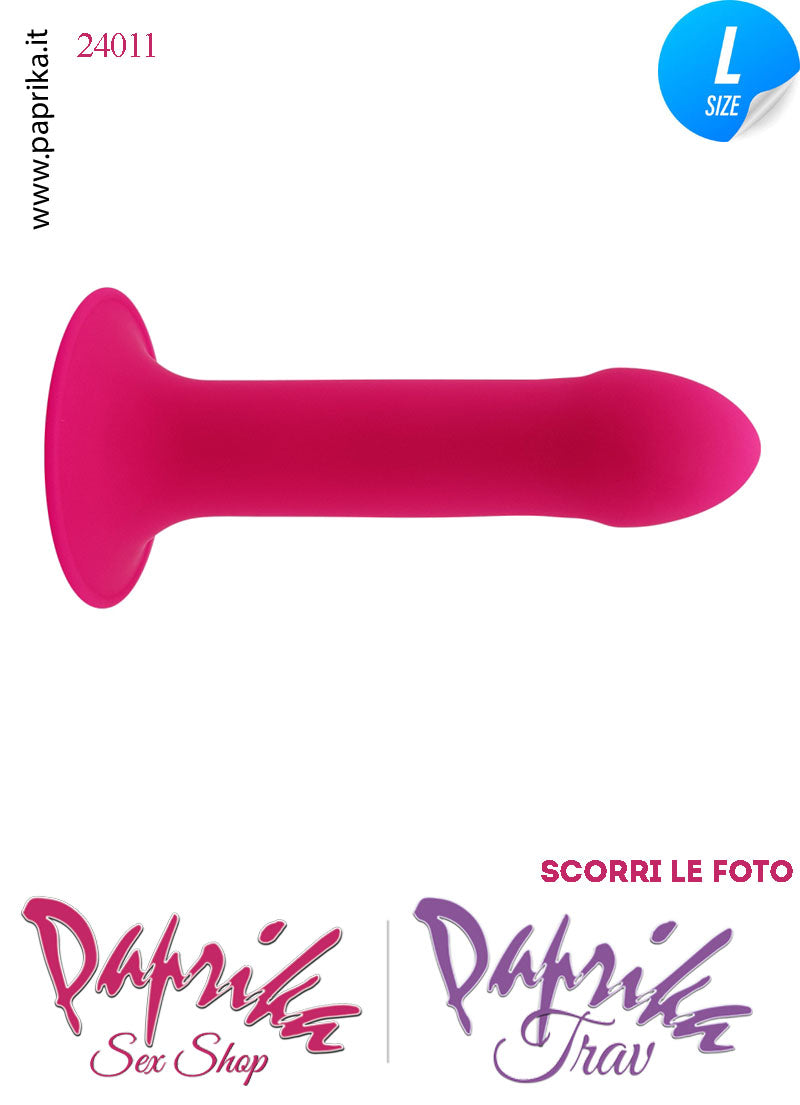 Dildo Silicone Flessibile Fucsia Liscio Unisex Ventosa 16 cm Ø 40