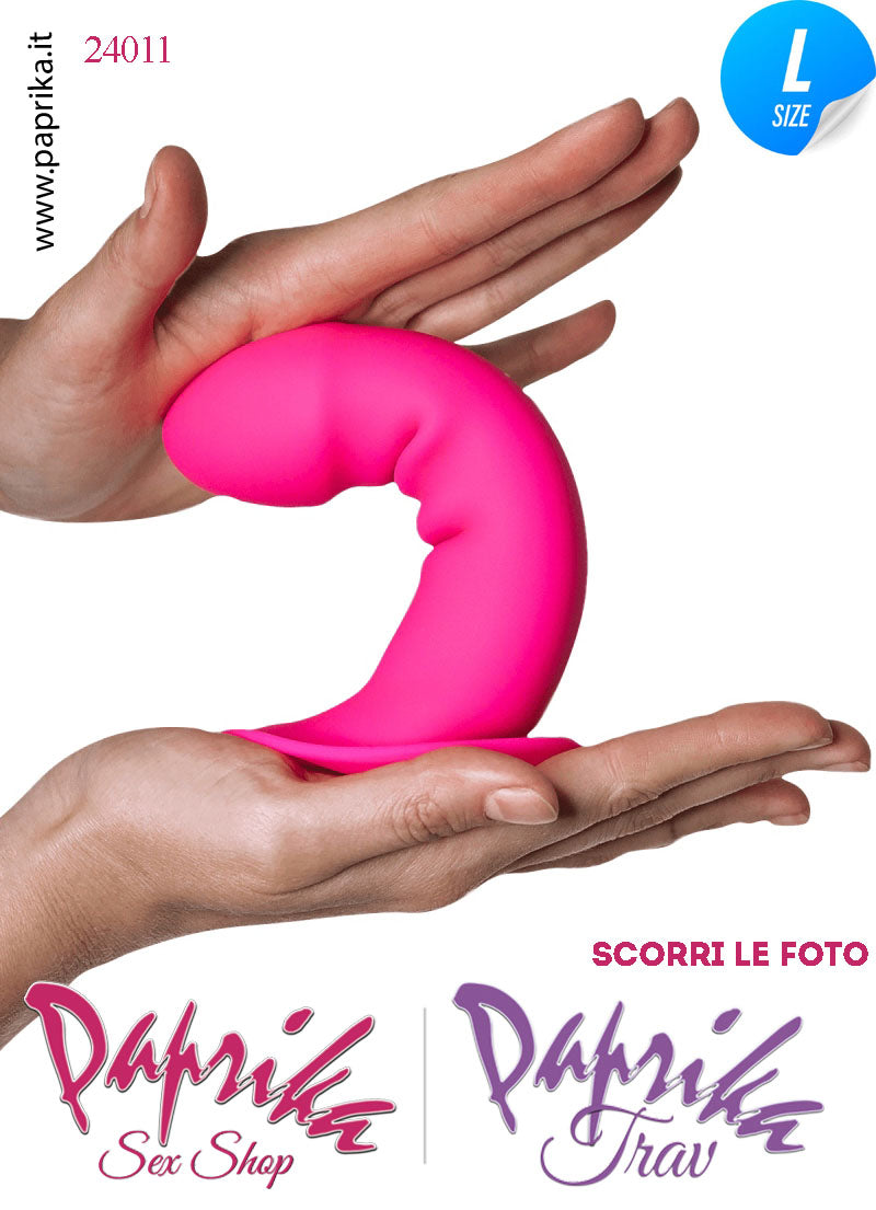Dildo Silicone Flessibile Fucsia Liscio Unisex Ventosa 16 cm Ø 40