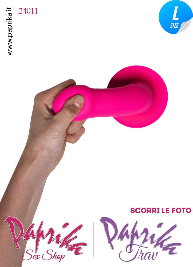 Dildo Silicone Flessibile Fucsia Liscio Unisex Ventosa 16 cm Ø 40