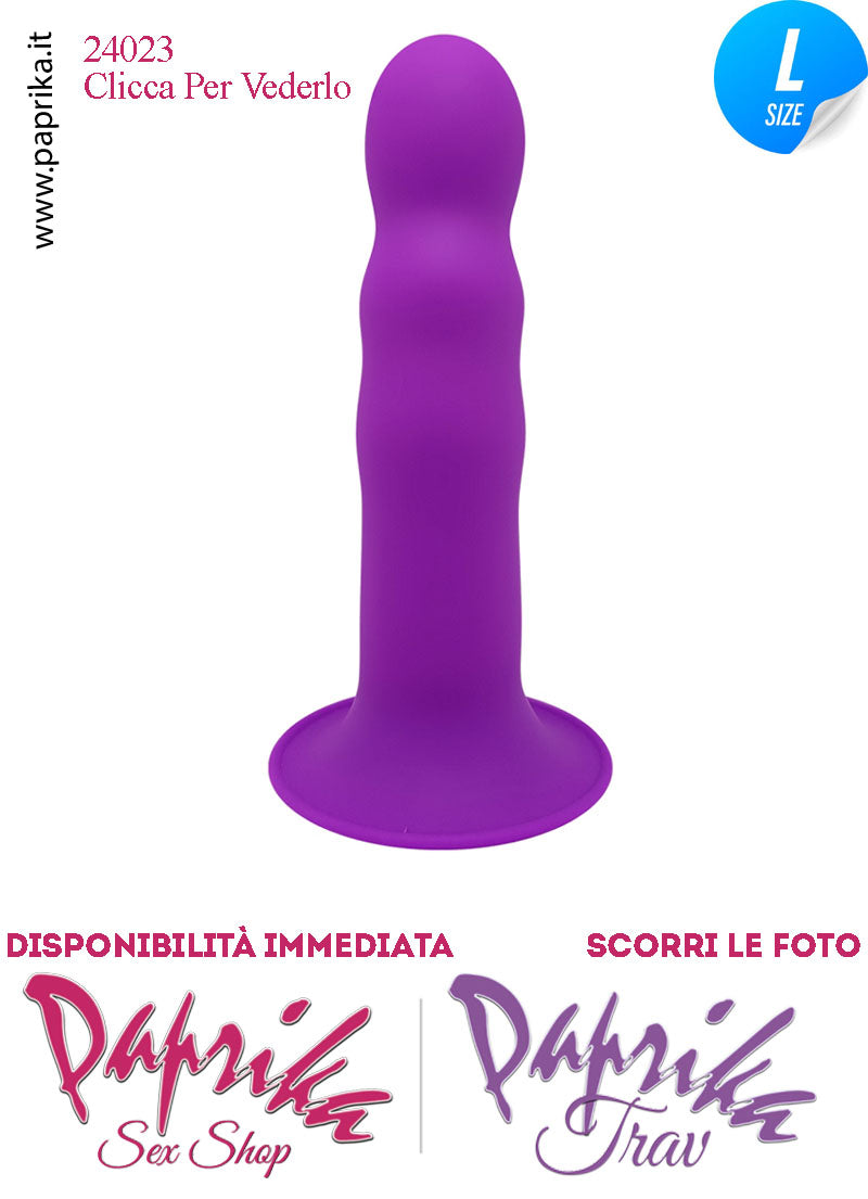Dildo Silicone Flessibile Viola Sagomato Unisex Ventosa 18 cm Ø 40