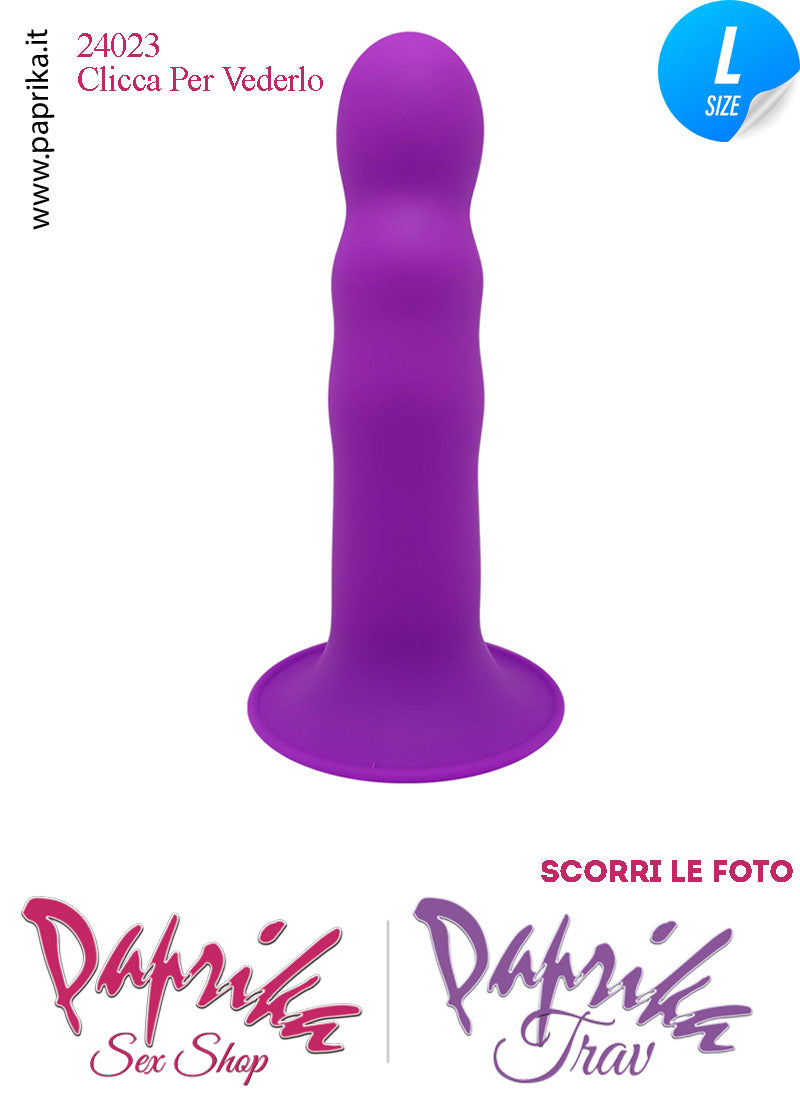 Dildo Silicone Flessibile Viola Sagomato Unisex Ventosa 18 cm Ø 40