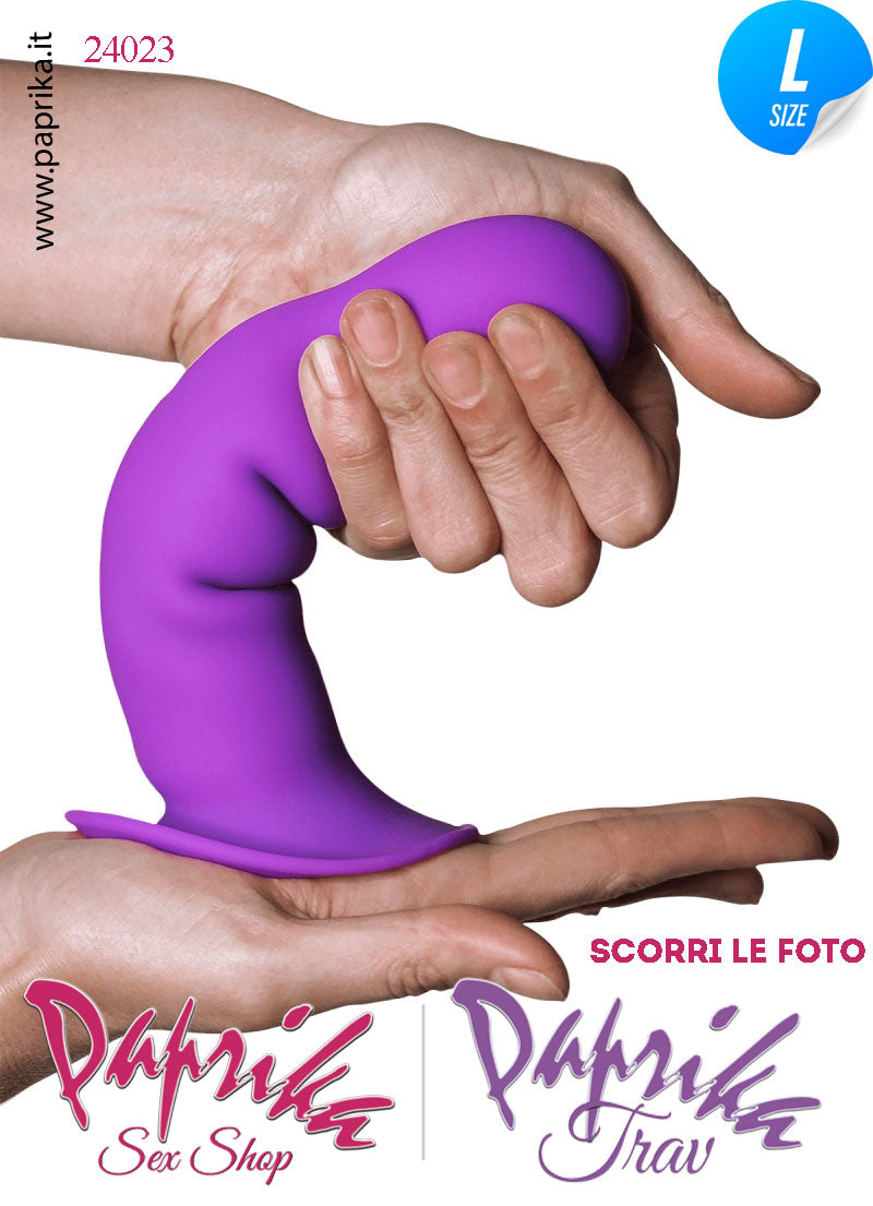 Dildo Silicone Flessibile Viola Sagomato Unisex Ventosa 18 cm Ø 40
