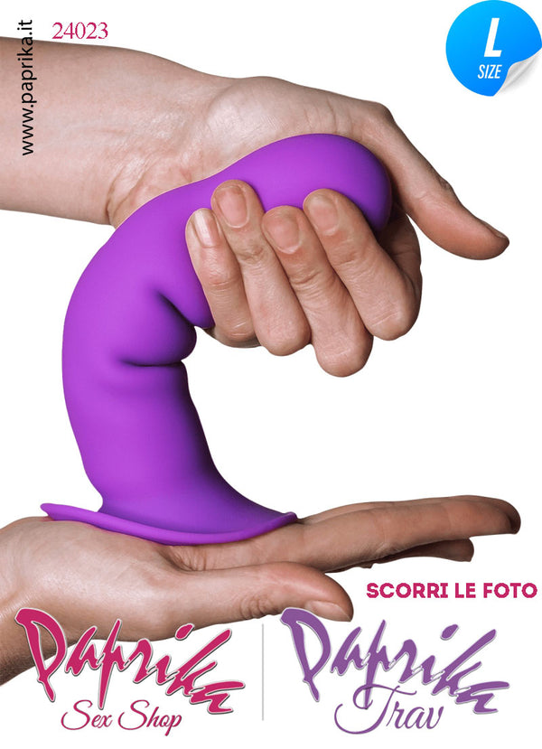 Dildo Silicone Flessibile Viola Sagomato Unisex Ventosa 18 cm Ø 40