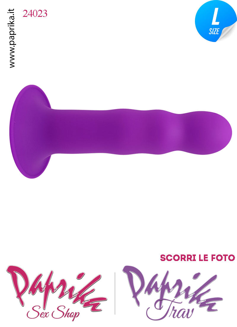 Dildo Silicone Flessibile Viola Sagomato Unisex Ventosa 18 cm Ø 40