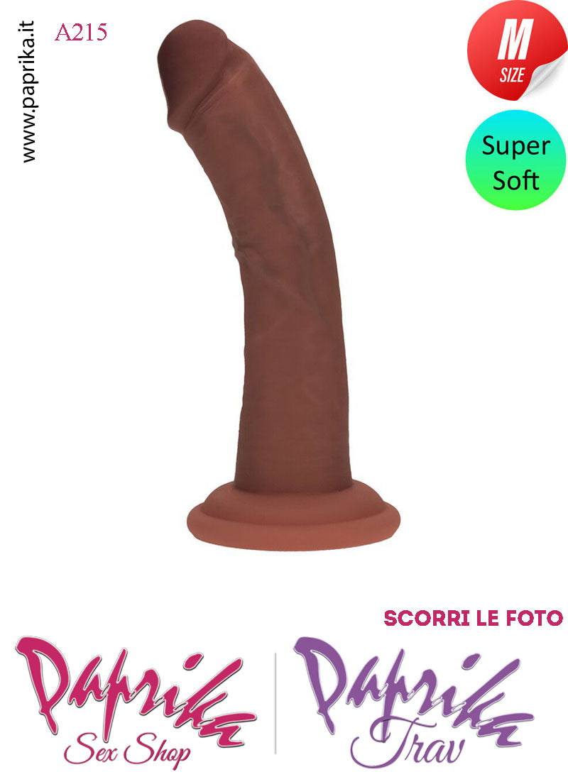 Dildo Silicone Marrone Ventosa Unisex Medium Venature 15 cm Ø 34 Non Vibrante