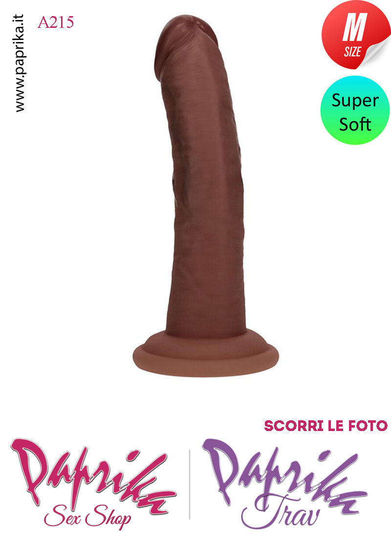 Dildo Silicone Marrone Ventosa Unisex Medium Venature 15 cm Ø 34 Non Vibrante