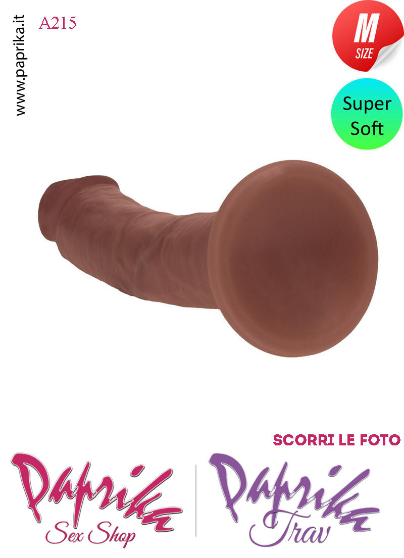 Dildo Silicone Marrone Ventosa Unisex Medium Venature 15 cm Ø 34 Non Vibrante
