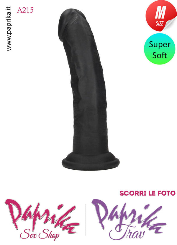 Dildo Silicone Nero Ventosa Unisex Medium Venature 15 cm Ø 34 Non Vibrante