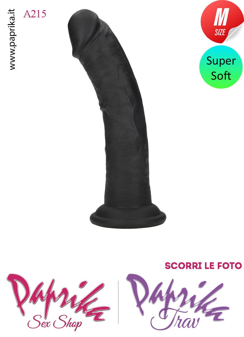 Dildo Silicone Nero Ventosa Unisex Medium Venature 15 cm Ø 34 Non Vibrante