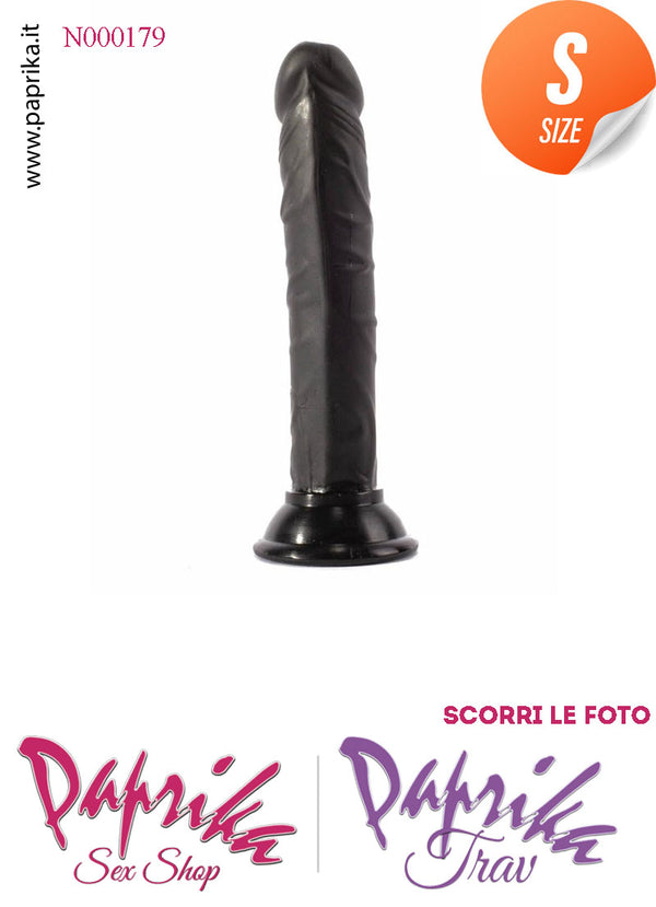 Dildo Fallo Nero Anale Vaginale Non Vibrante 14 cm Ø 24 Flessibile Ventosa