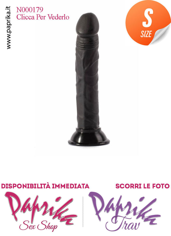 Dildo Fallo Nero Anale Vaginale Non Vibrante 14 cm Ø 24 Flessibile Ventosa