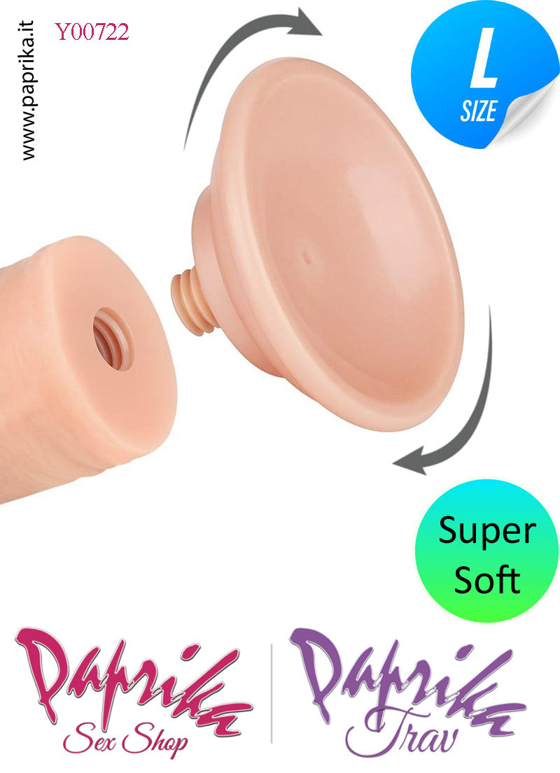 Dildo Non Vibrante Tpe Super Soft Flessibile 19 cm Ø 43 Ventosa Svitabile