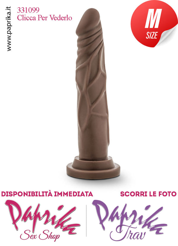Dildo Marrone Unisex Medium Pvc Venature 18 cm Ø 35 Non Vibrante Ventosa