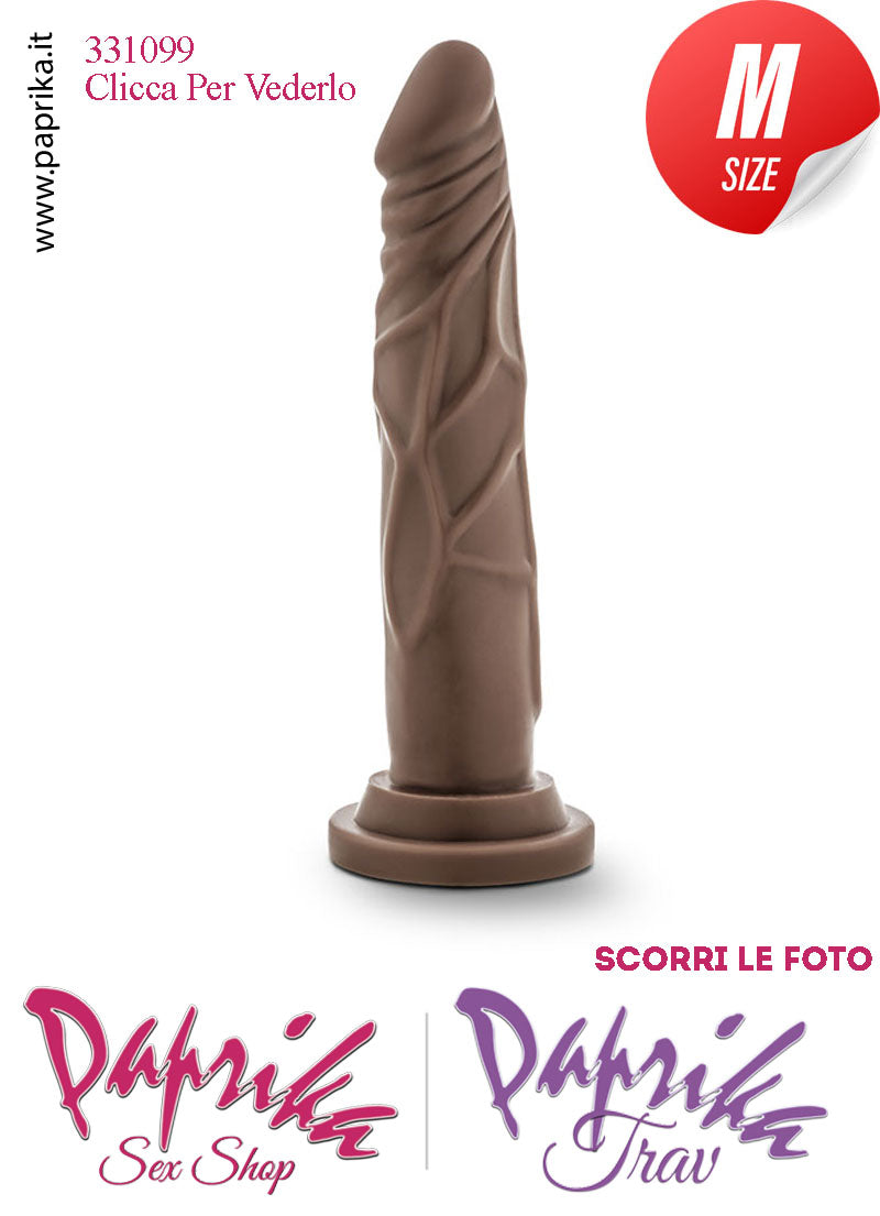 Dildo Marrone Unisex Medium Pvc Venature 18 cm Ø 35 Non Vibrante Ventosa