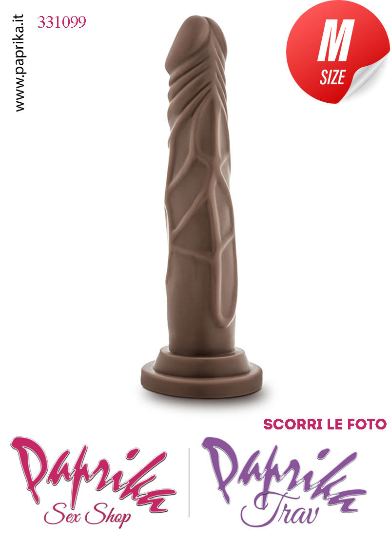 Dildo Marrone Unisex Medium Pvc Venature 18 cm Ø 35 Non Vibrante Ventosa