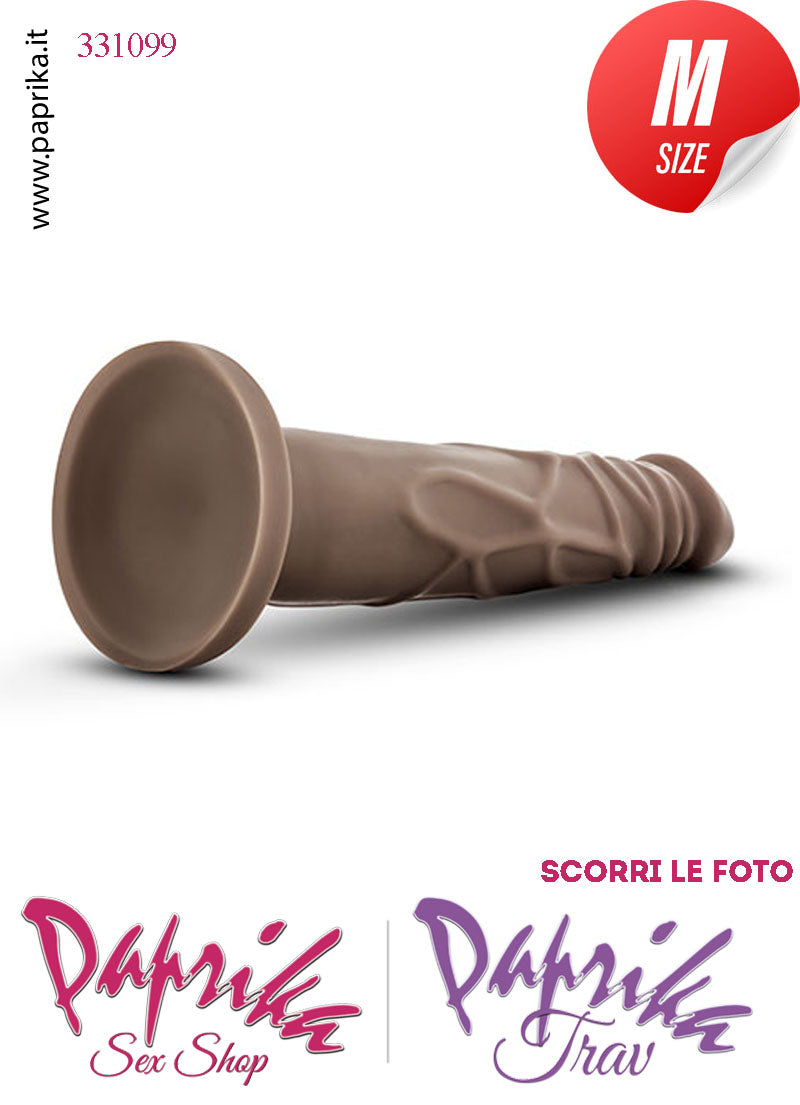 Dildo Marrone Unisex Medium Pvc Venature 18 cm Ø 35 Non Vibrante Ventosa