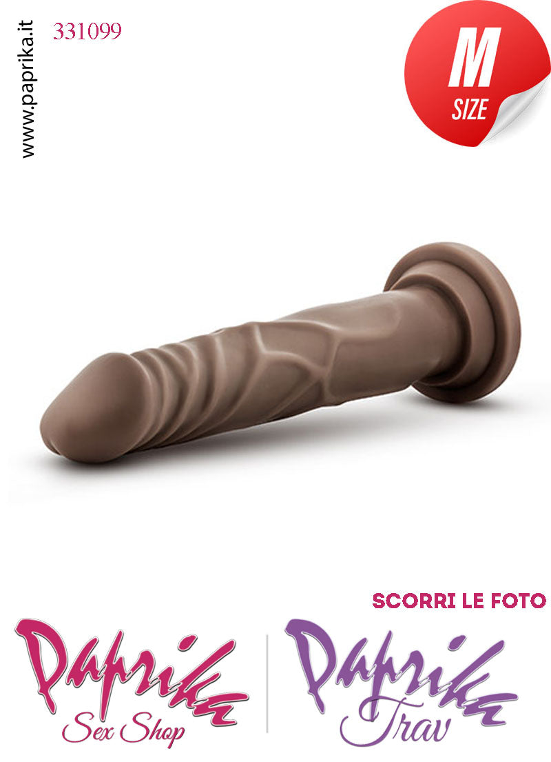 Dildo Marrone Unisex Medium Pvc Venature 18 cm Ø 35 Non Vibrante Ventosa