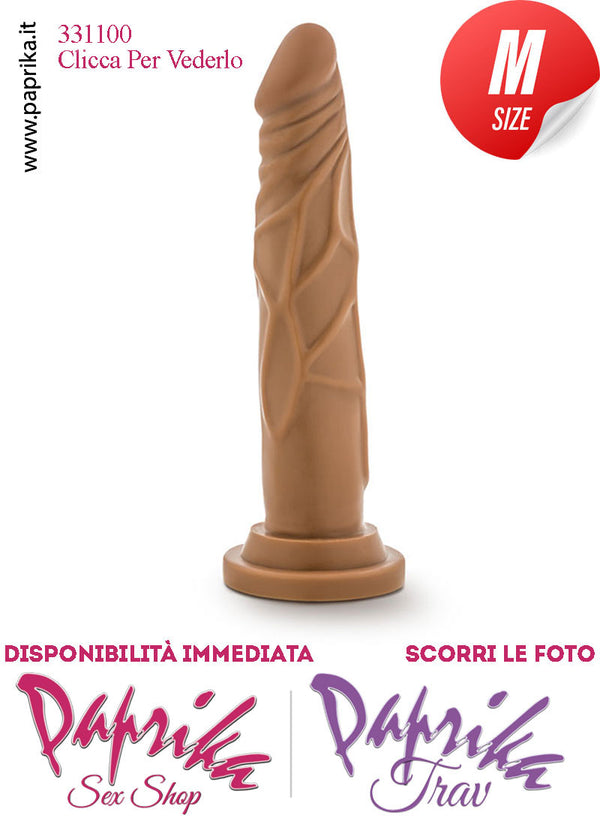 Dildo Mulatto Unisex Medium Pvc Venature 18 cm Ø 35 Non Vibrante Ventosa