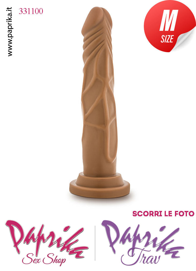 Dildo Mulatto Unisex Medium Pvc Venature 18 cm Ø 35 Non Vibrante Ventosa