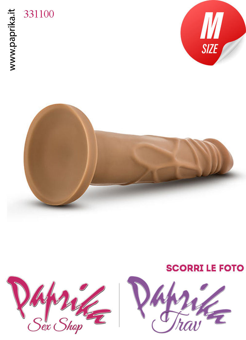 Dildo Mulatto Unisex Medium Pvc Venature 18 cm Ø 35 Non Vibrante Ventosa