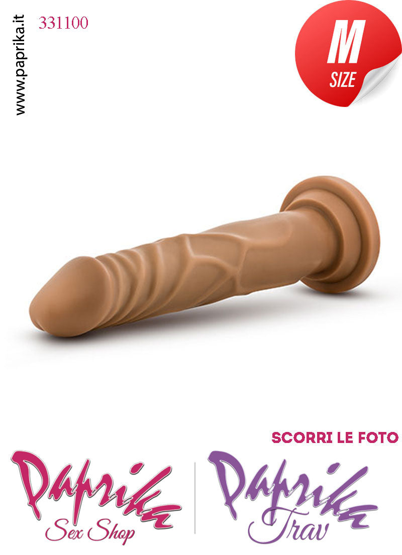 Dildo Mulatto Unisex Medium Pvc Venature 18 cm Ø 35 Non Vibrante Ventosa