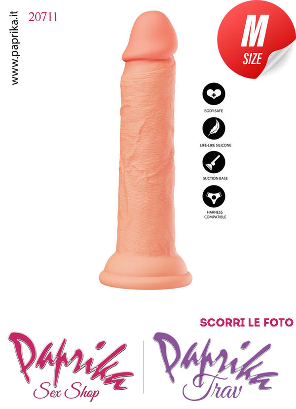 Dildo Unisex Medium Silicone Flessibile 19 cm Ø 35 Non Vibrante Ventosa