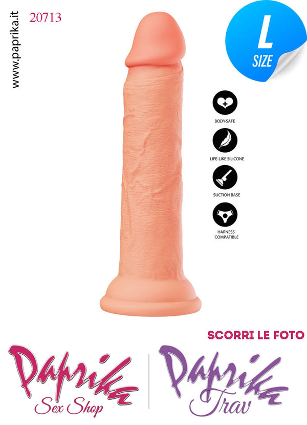 Dildo Unisex Large Silicone Flessibile 20 cm Ø 40 Non Vibrante Ventosa