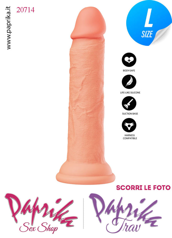 Dildo Unisex Large Silicone Flessibile 23 cm Ø 40 Non Vibrante Ventosa