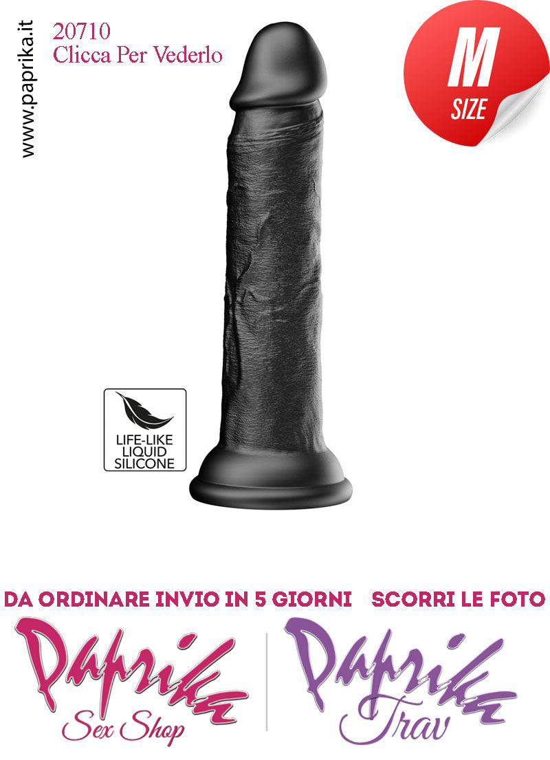 Dildo Unisex Nero Medium Silicone Flessibile 17 cm Ø 30 Non Vibrante Ventosa