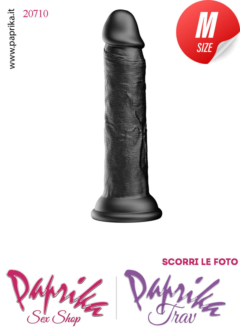 Dildo Unisex Nero Medium Silicone Flessibile 17 cm Ø 30 Non Vibrante Ventosa