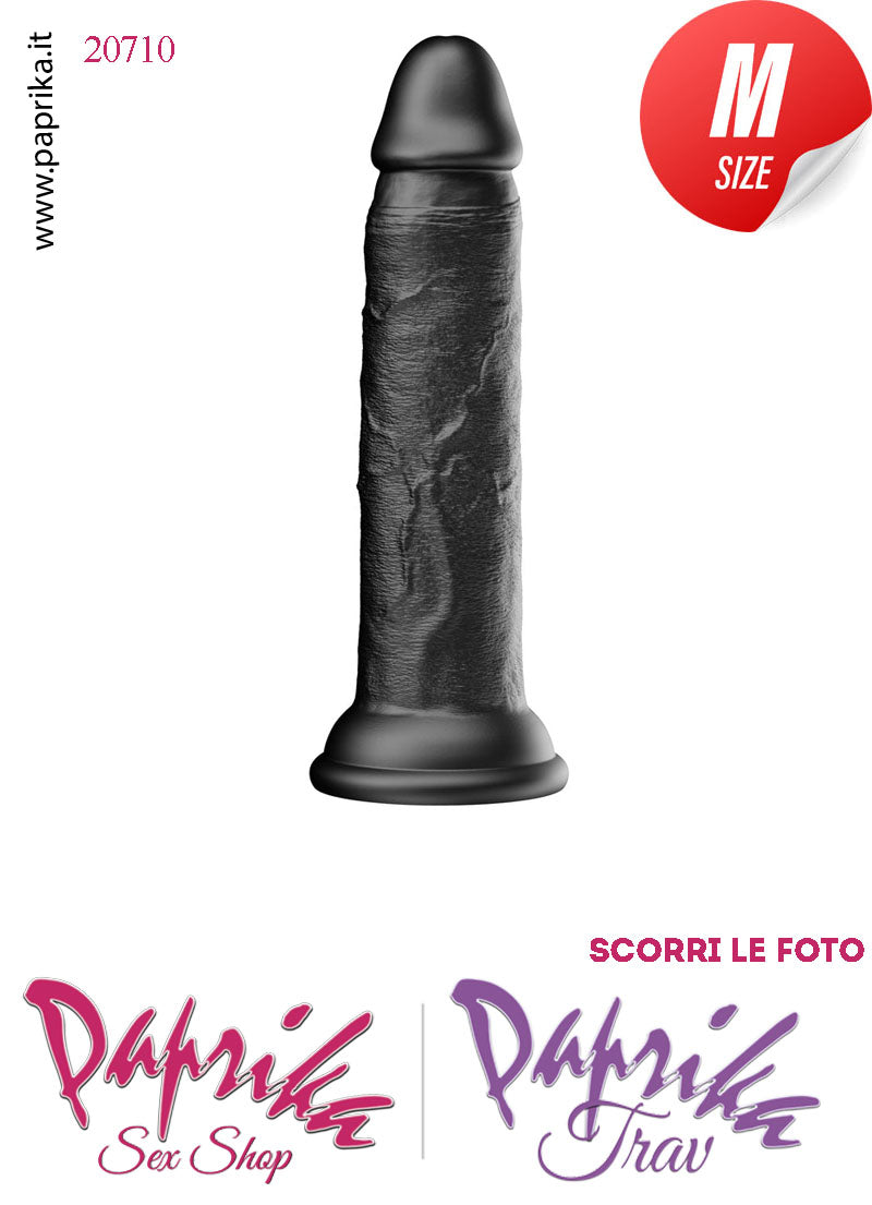 Dildo Unisex Nero Medium Silicone Flessibile 17 cm Ø 30 Non Vibrante Ventosa