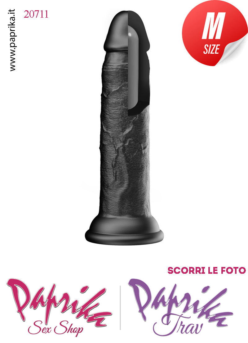 Dildo Unisex Nero Medium Silicone Flessibile 19 cm Ø 35 Non Vibrante Ventosa